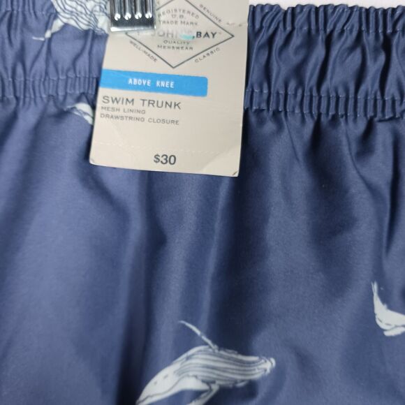St. johns Bay Men's Swim Trunks Blue White Size L whale print NWT - Picture 5 of 7